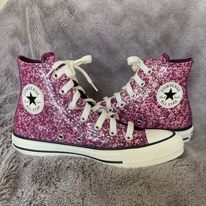 Converse All Star Chuck Taylor Glitter Hi Tops Orchid Abyss Black Women's Sz 6